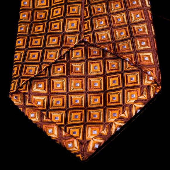 Ike Behar Brown Light Blue Neat 100% Silk Mens Designer Tie USA - Picture 4 of 5